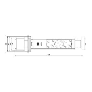 Rozečių blokas ELETRIMA TUBUS su USB